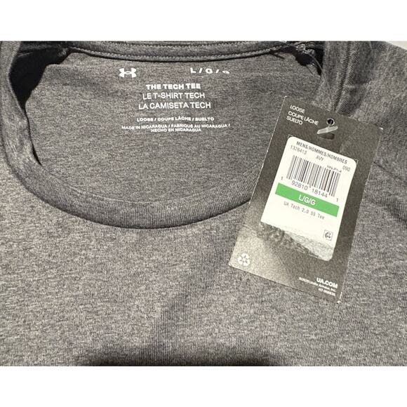 UA Tech 2.0 Men's Short Sleeve The Tech Tre Grey Size L 1326413 - Picture 3 of 4